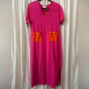 Go Softly Bright pink and orange lounge dress small